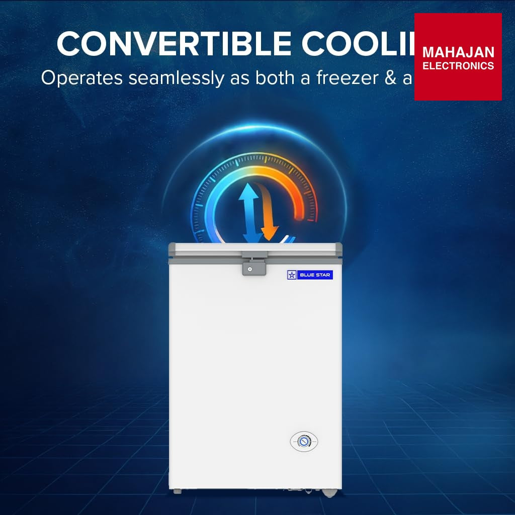 Blue Star HT2-N130 130L Double Door Deep Freezer ( 108L STORAGE)| R290 | 2 Star | White-Online Mahajan – Mahajan Electronics Online.