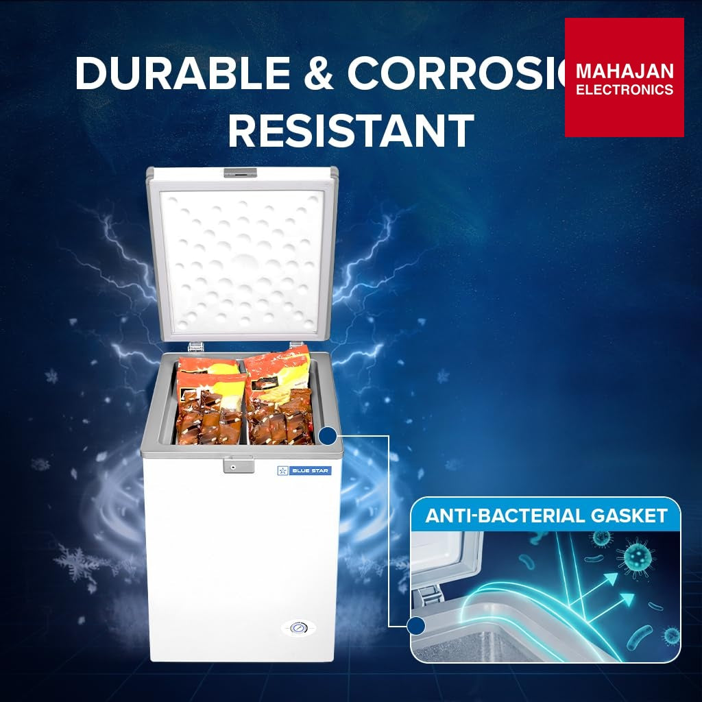 Blue Star HT2-N130 130L Double Door Deep Freezer ( 108L STORAGE)| R290 | 2 Star | White-Online Mahajan – Mahajan Electronics Online.