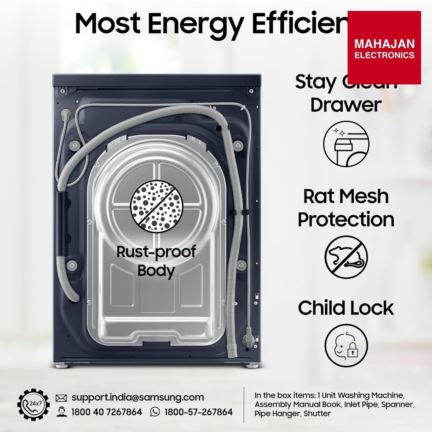 Samsung WW12DB8B54GSTL 12 kg, 5 Star, AI Control, Super Speed, Wi-Fi, Hygiene Steam with Inbuilt Heater – Mahajan Electronics Online.