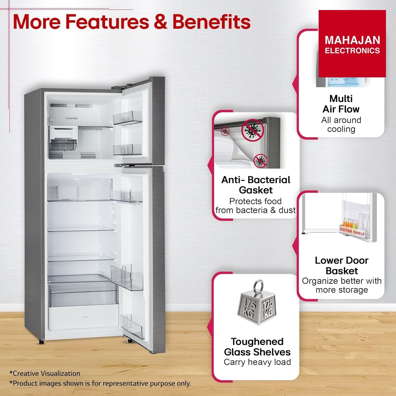 LG GLT2526XWDS 251 L, 2 Star, Frost-Free Smart Inverter Double Door Convertible Refrigerator ( Dazzle Steel – Mahajan Electronics Online.
