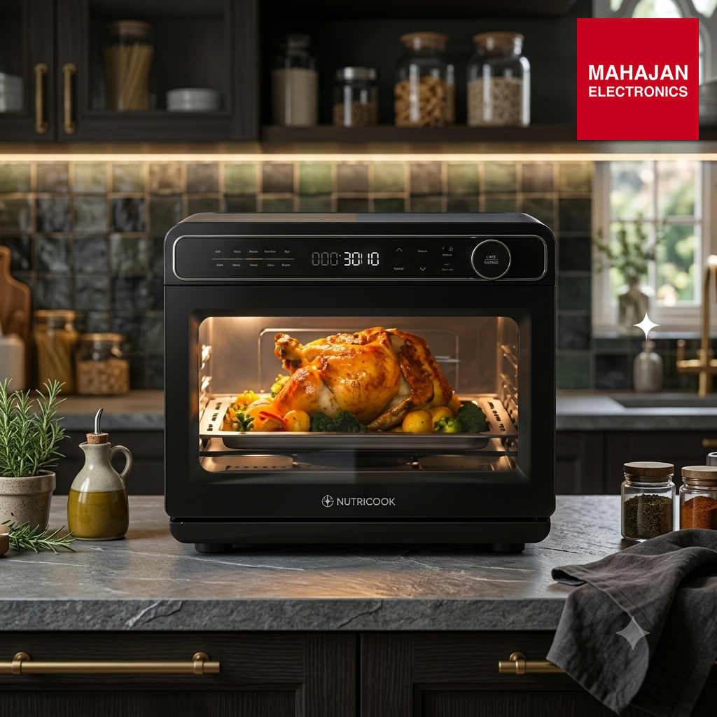 Nutricook Steami X 24L Black (Steam + Air Fryer Oven) with 10-in-1 functions like Steam Cook, Steam Roast – Mahajan Electronics Online.