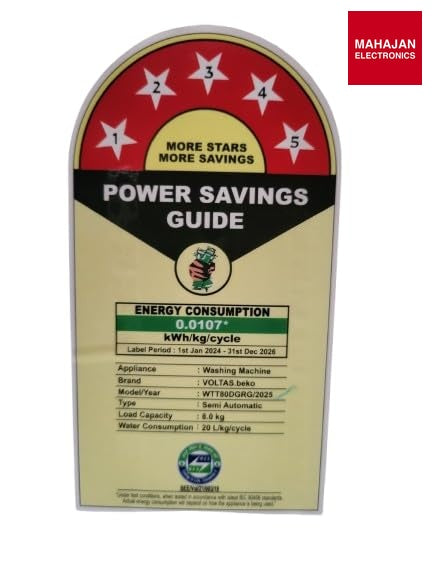 Voltas Beko WTT80DGRG/GRSSWH5GBDE 8 Kg 5 Star Semi Automatic Top Load Washing Machine Grey-Online Mahajan – Mahajan Electronics Online.