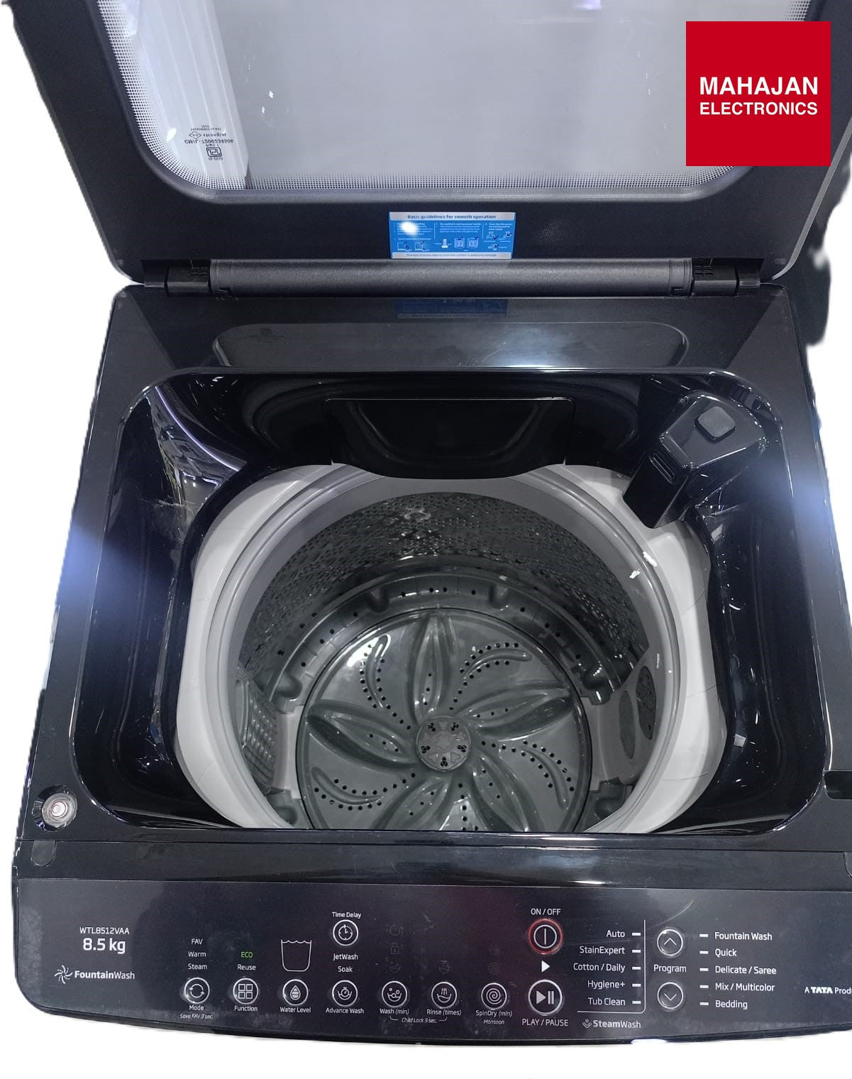 Voltas Beko WTL8512VAA/BPGJHD 8.5 Kg Fully Automatic Top Load Washing Machine | 5 Star | In-Built Heater | Black Voltas Beko