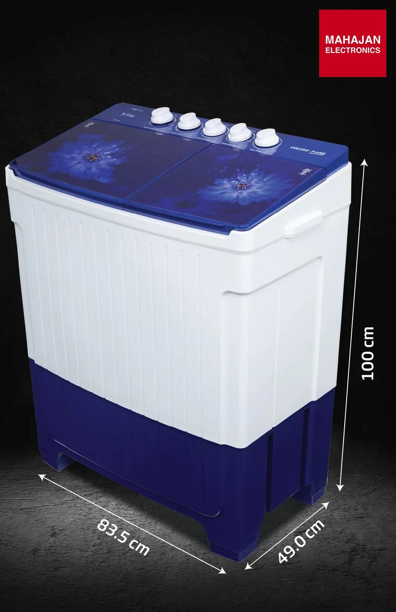 Voltas Beko WTT95UAA/BLSSWH5GFD 9.5 Kg Semi Automatic Top Load Washing Machine | 5 Star | Super Wave Pulsator | Color Blue Voltas Beko