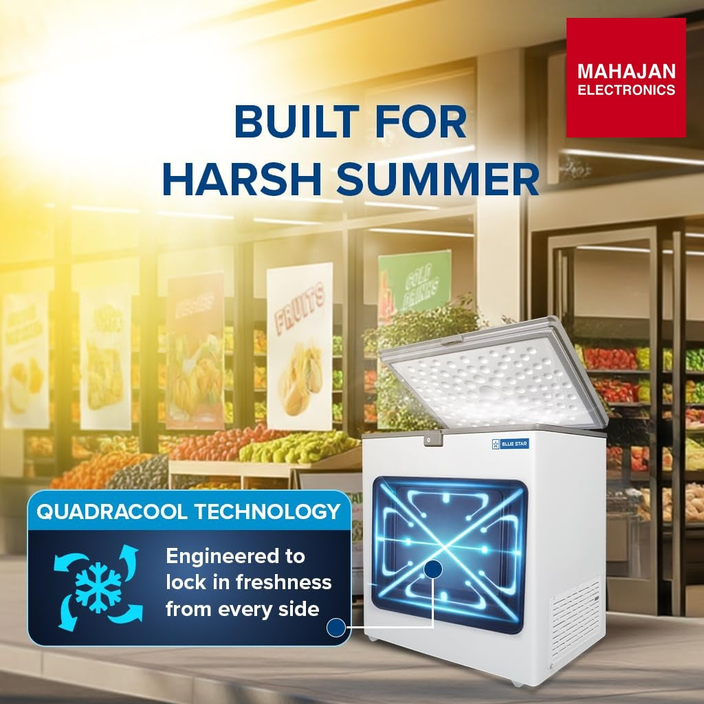 Blue Star HT3-N180, 180 Liter Hard Top Single Door Deep Freezer (161 Liter, White, 3-star) Bluestar