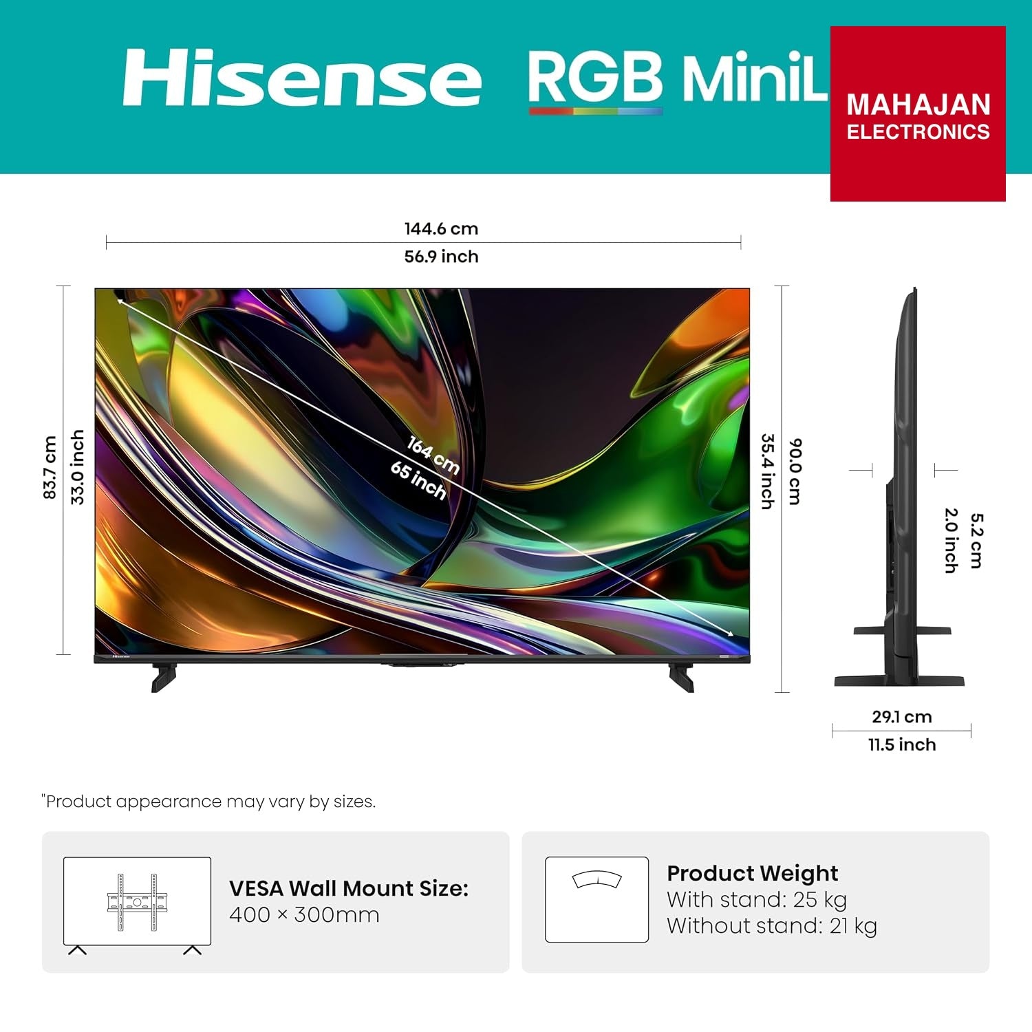 Hisense 65 Inch 65UR8S | RGB MiniLED | Hi-View AI Engine RGB | Native 180Hz Game Mode | Up to 3500 nits Peak Brightness | IMAX Enhanced | 2.1.2 Multi-Channel Surround | AI RGB Light Sensor Hisense