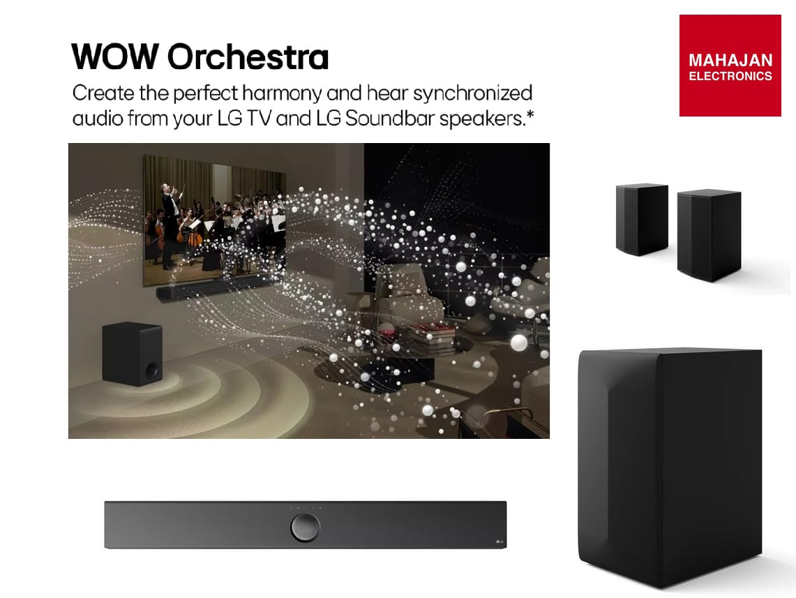 LG S70TR 5.1.1 Channel Soundbar with Dolby Atmos, Wireless Rear Speakers & Subwoofer | 500W | WOW Orchestra | Black LG