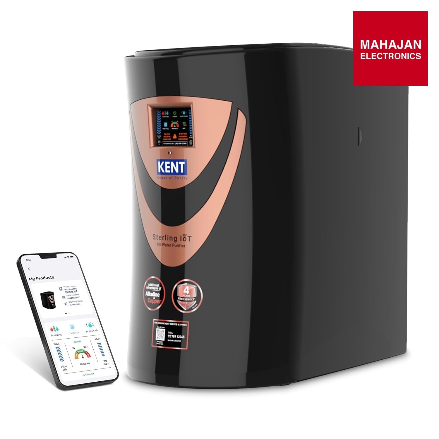 KENT Sterling IoT Under-Counter RO Water Purifier with Wi-Fi, Alkaline & Copper, 6L Kent