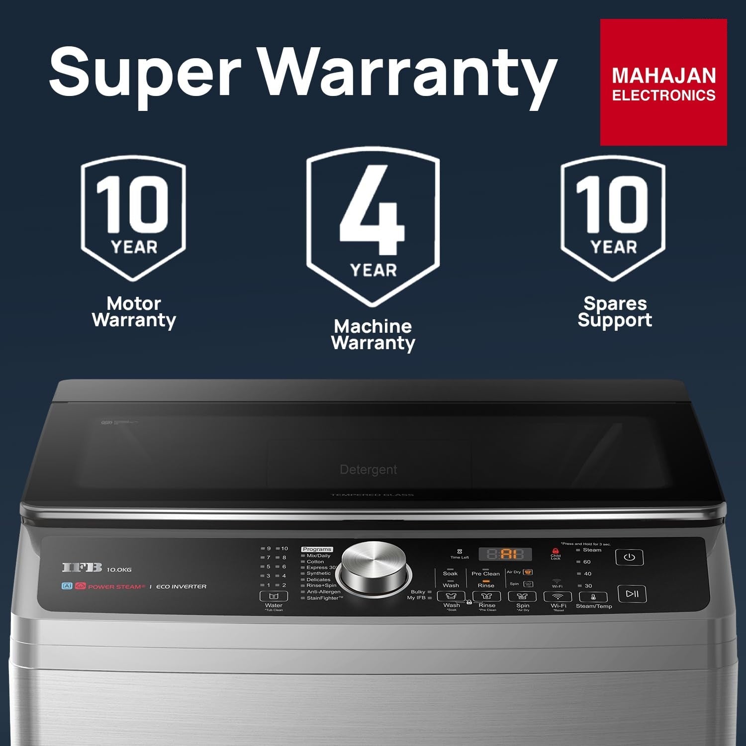 IFB TL100IN3SWID 10 Kg 5 Star AI Powered Fully Automatic Top Load Washing Machine with Inbuilt Heater & Wi-Fi – Inox IFB