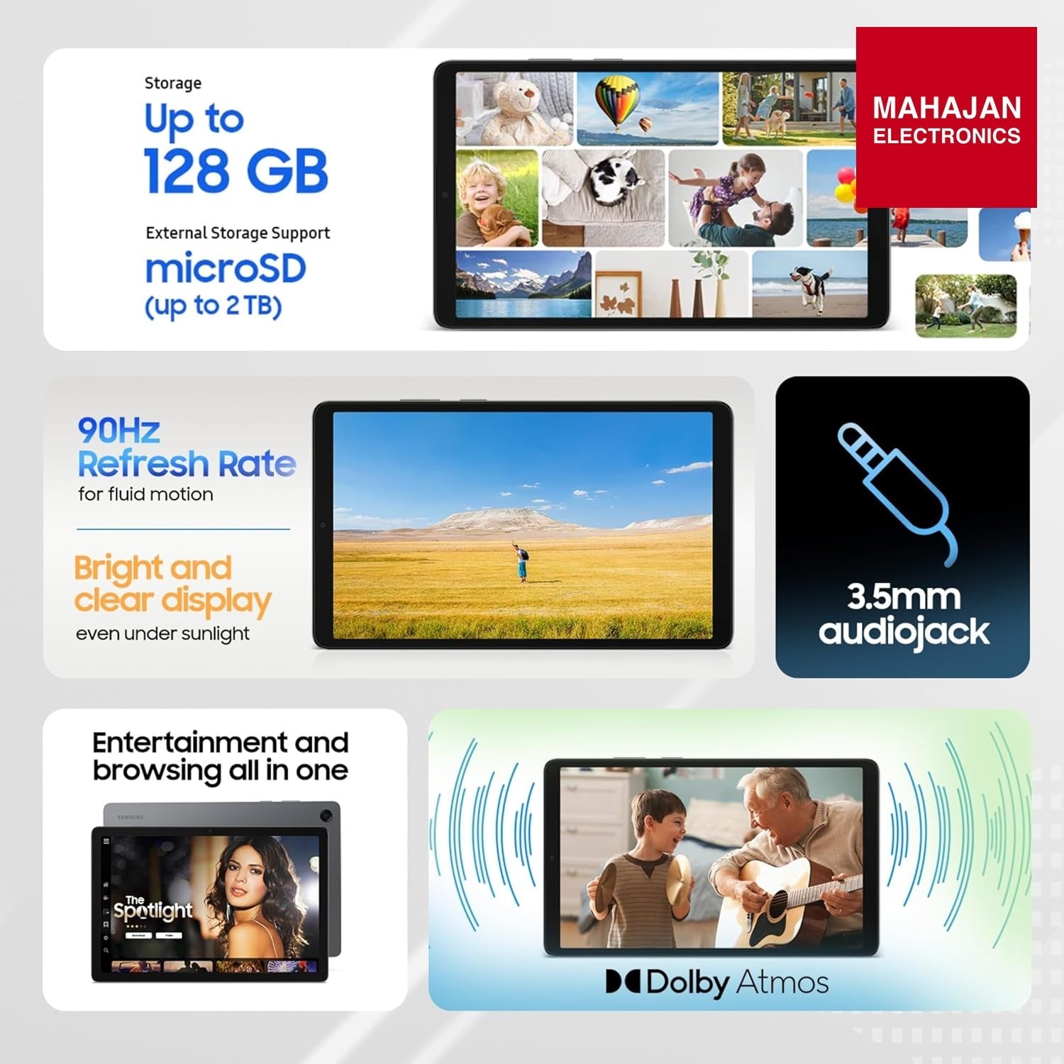 Samsung Galaxy Tab A11, 22.05 cm (8.7 inch) TFT LCD Display, 4 GB RAM, 64 GB Storage, Wi-Fi + LTE Tablet – Mahajan Electronics Online.