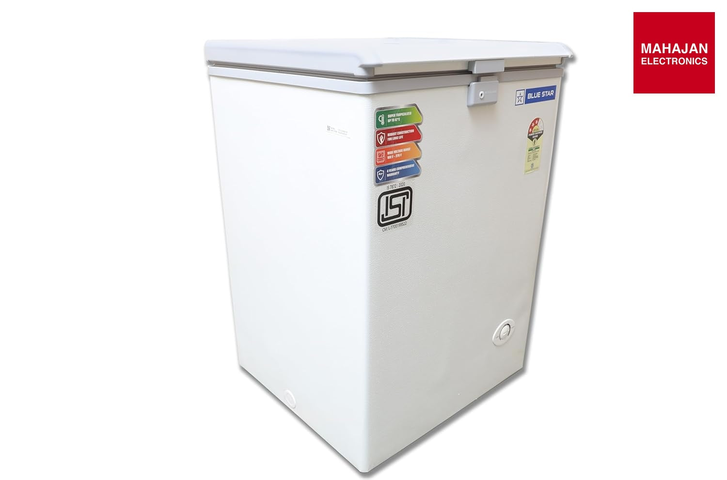 Blue Star CF3-130NPYW-RDEYN 130 Litre Chest Freezer (White, 3 Star, R600A Refrigerant, Single Door, Manual – Mahajan Electronics Online.