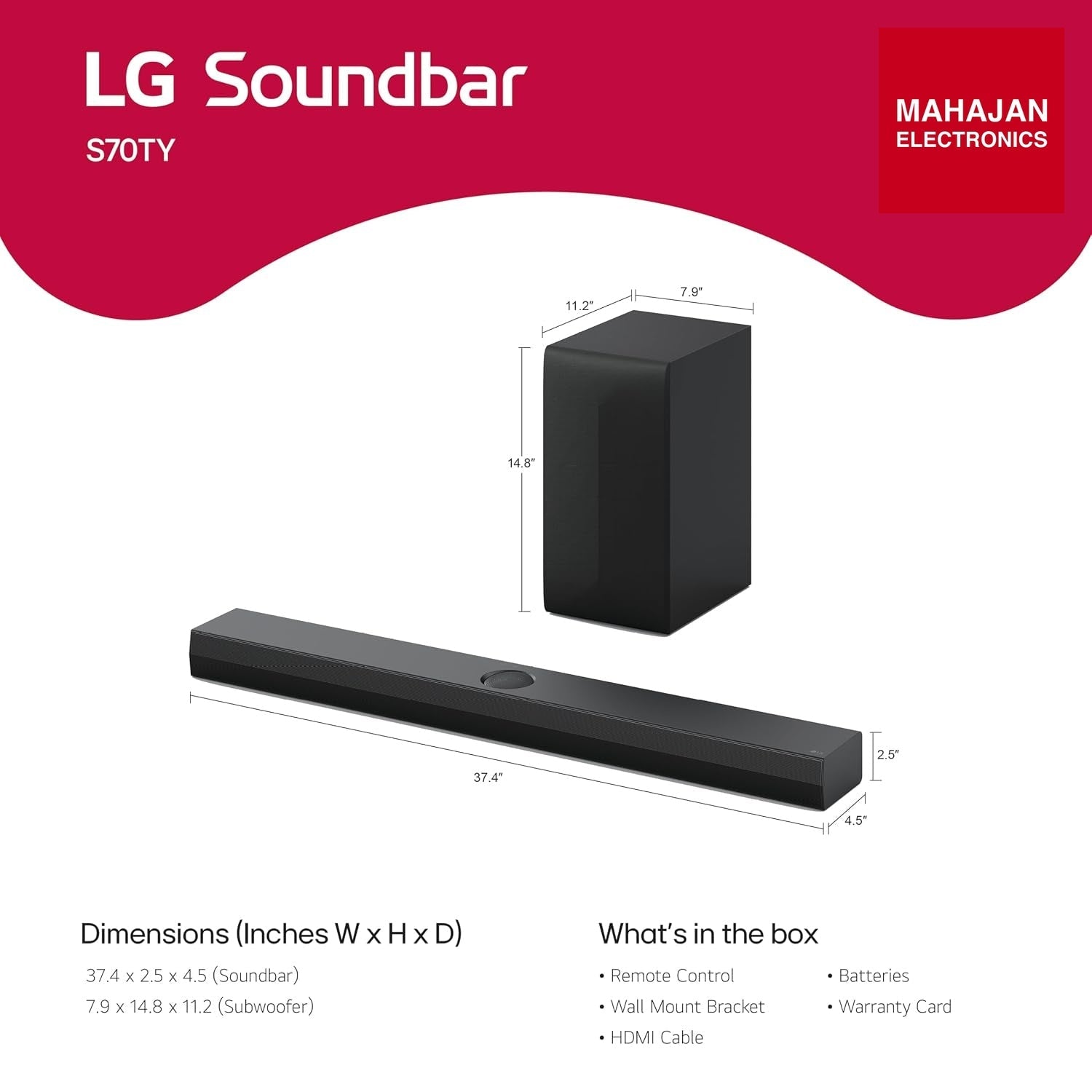 LG S70TY 400W 3.1.1 Channel Dolby Atmos, Center Up-Firing, Wow Orchestra Soundbar with HDMI, USB & Bluetooth – Mahajan Electronics Online.