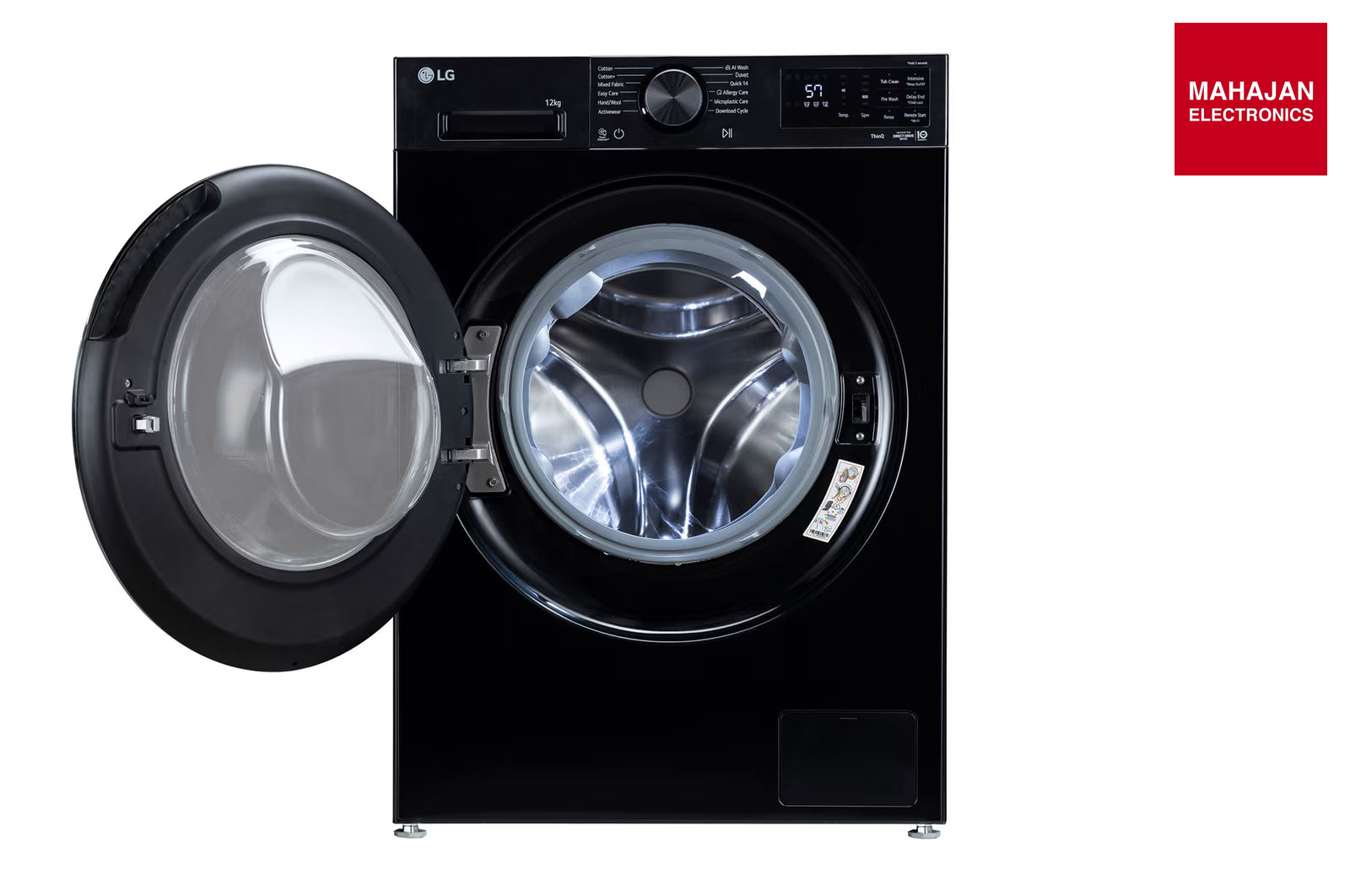 LG FX1412N3O 12 KG Front Load Washing Machine, AI Direct Drive™, 6 Motion DD, Steam, Onyx Black, 5 Star LG – Mahajan Electronics Online.