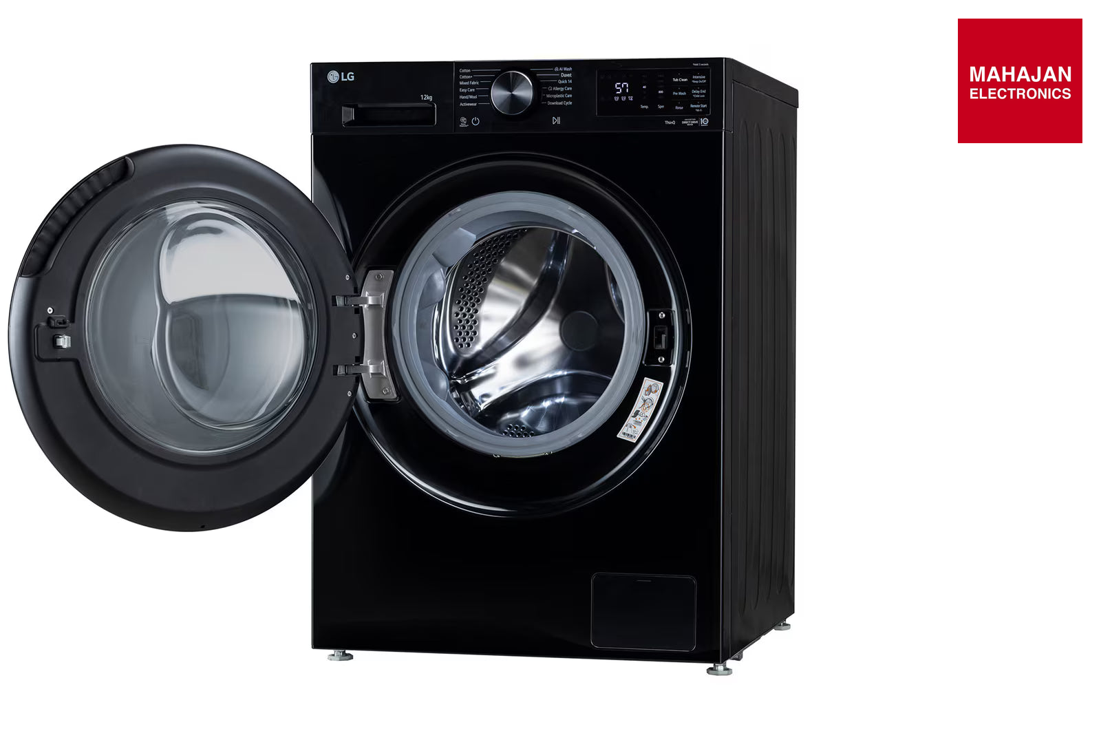 LG FX1412N3O 12 KG Front Load Washing Machine, AI Direct Drive™, 6 Motion DD, Steam, Onyx Black, 5 Star LG – Mahajan Electronics Online.