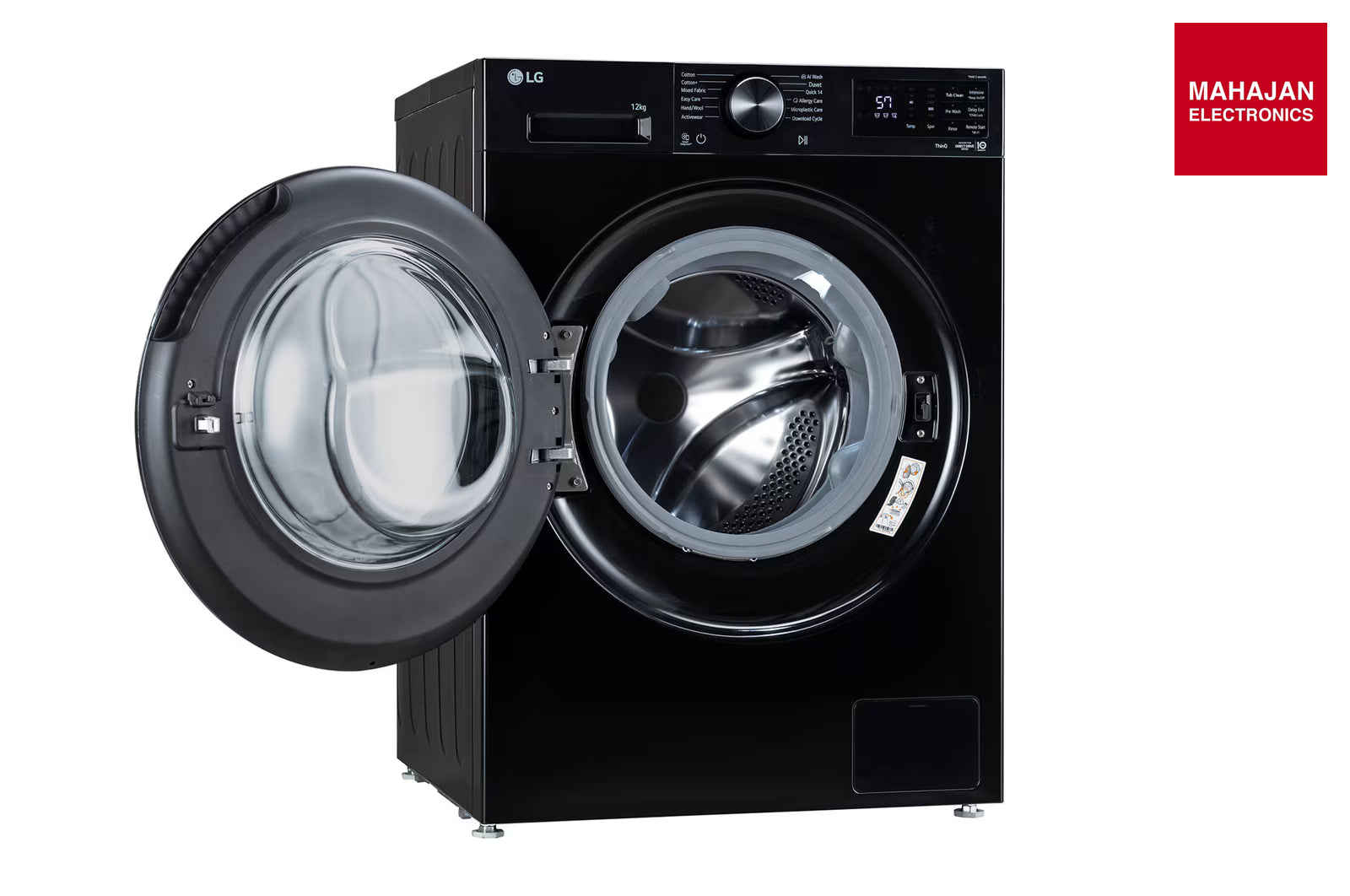 LG FX1412N3O 12 KG Front Load Washing Machine, AI Direct Drive™, 6 Motion DD, Steam, Onyx Black, 5 Star LG – Mahajan Electronics Online.