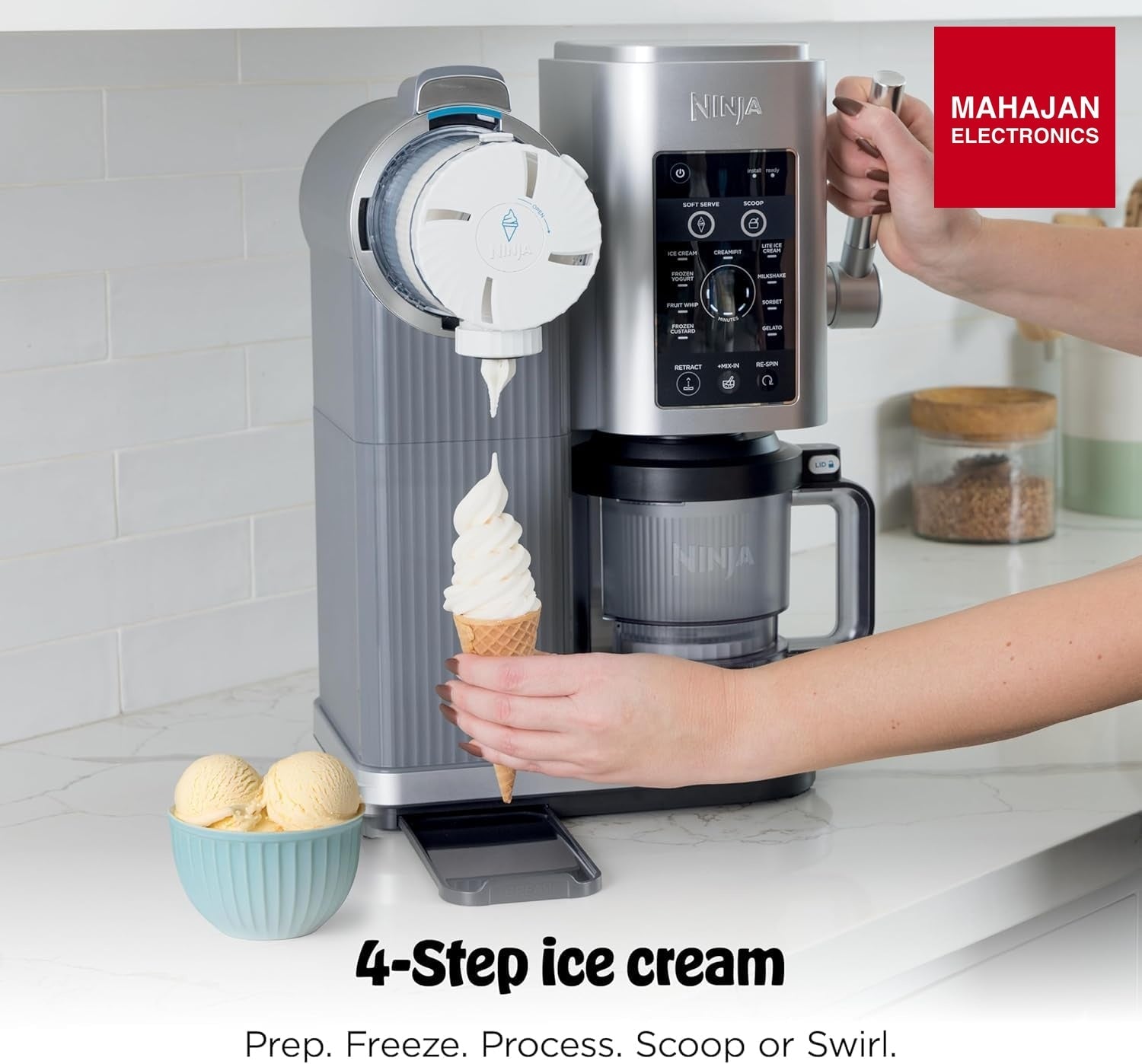 Ninja NC701EU CREAMi Scoop & Swirl Ice Cream Maker and Ice Cream Yogurt Maker with 2 Tubs, 13 Functions – Mahajan Electronics Online.