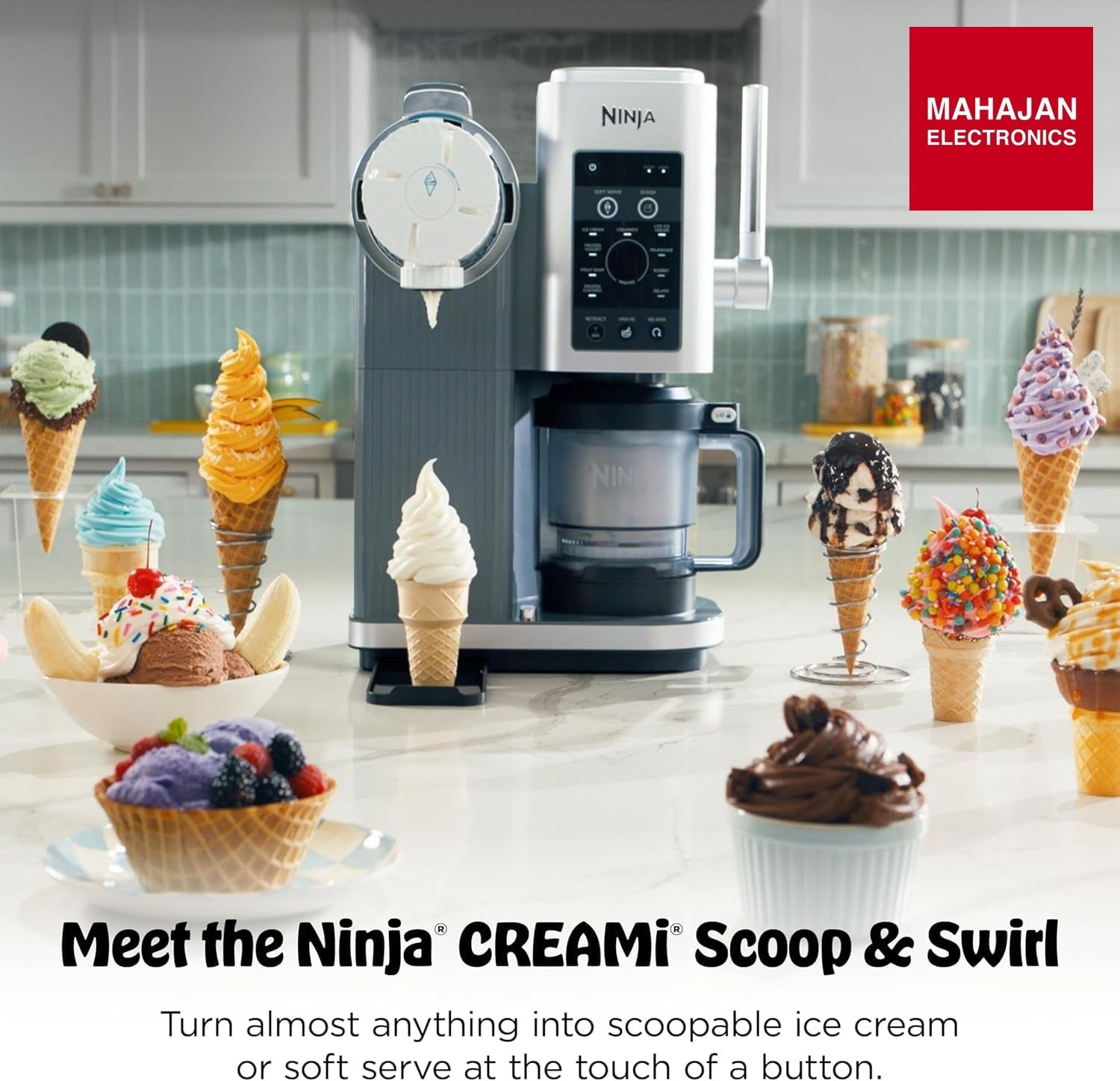 Ninja NC701EU CREAMi Scoop & Swirl Ice Cream Maker and Ice Cream Yogurt Maker with 2 Tubs, 13 Functions – Mahajan Electronics Online.