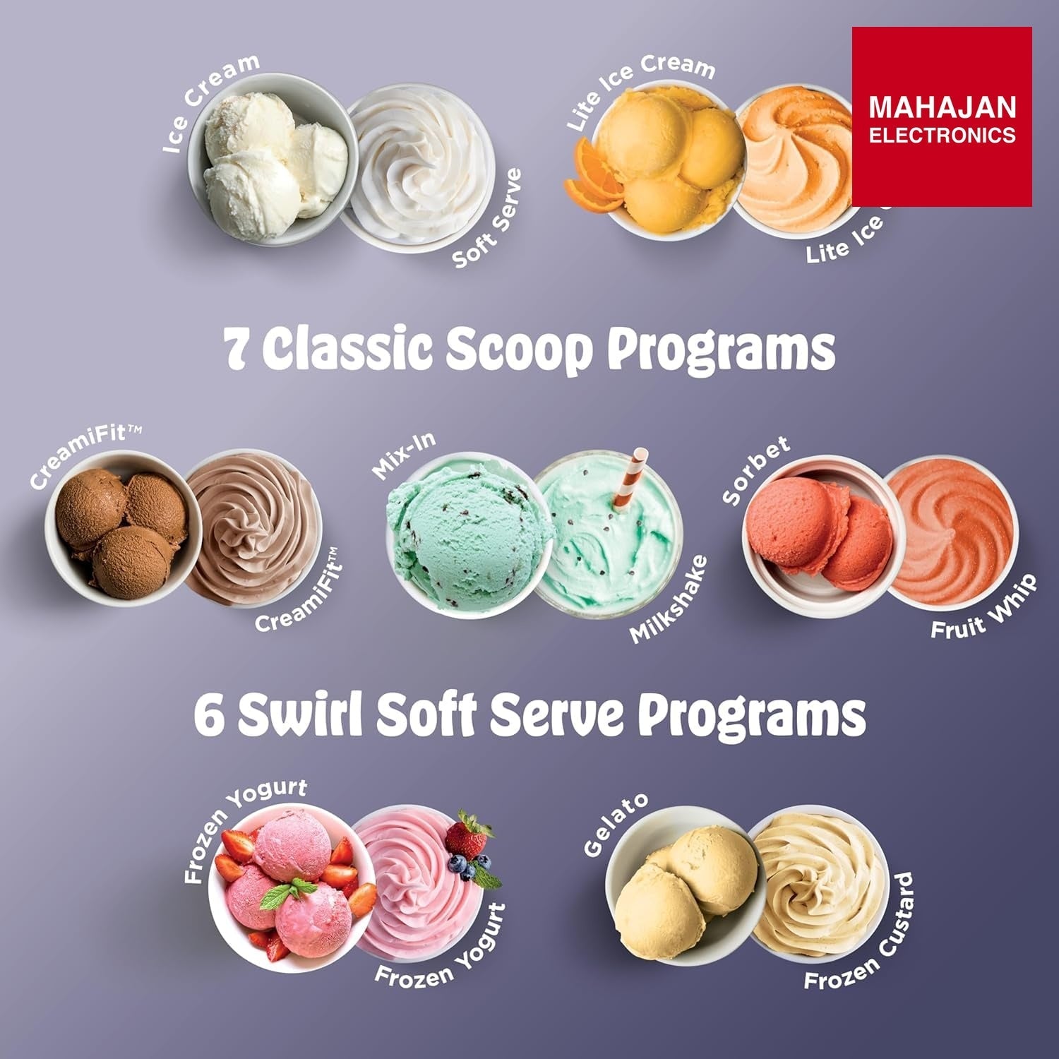 Ninja NC701EU CREAMi Scoop & Swirl Ice Cream Maker and Ice Cream Yogurt Maker with 2 Tubs, 13 Functions – Mahajan Electronics Online.