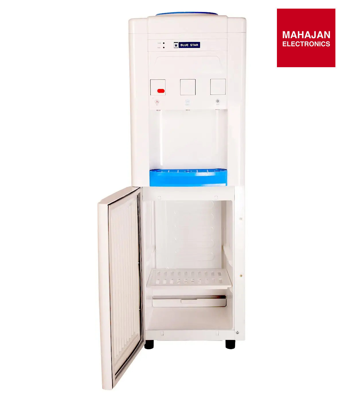 Blue Star BWD3FMRGA Water Dispenser with Refrigerator | Hot, Cold & Normal Taps, 14L Fridge, ABS Body, Stainless Steel Tank Bluestar