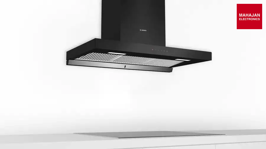 Bosch DWBA98G60I 90 cm Self Clean Technology glass Kitchen Chimney (HOOD  Oil collector Filter technology, Touch Control, Black) Bosch
