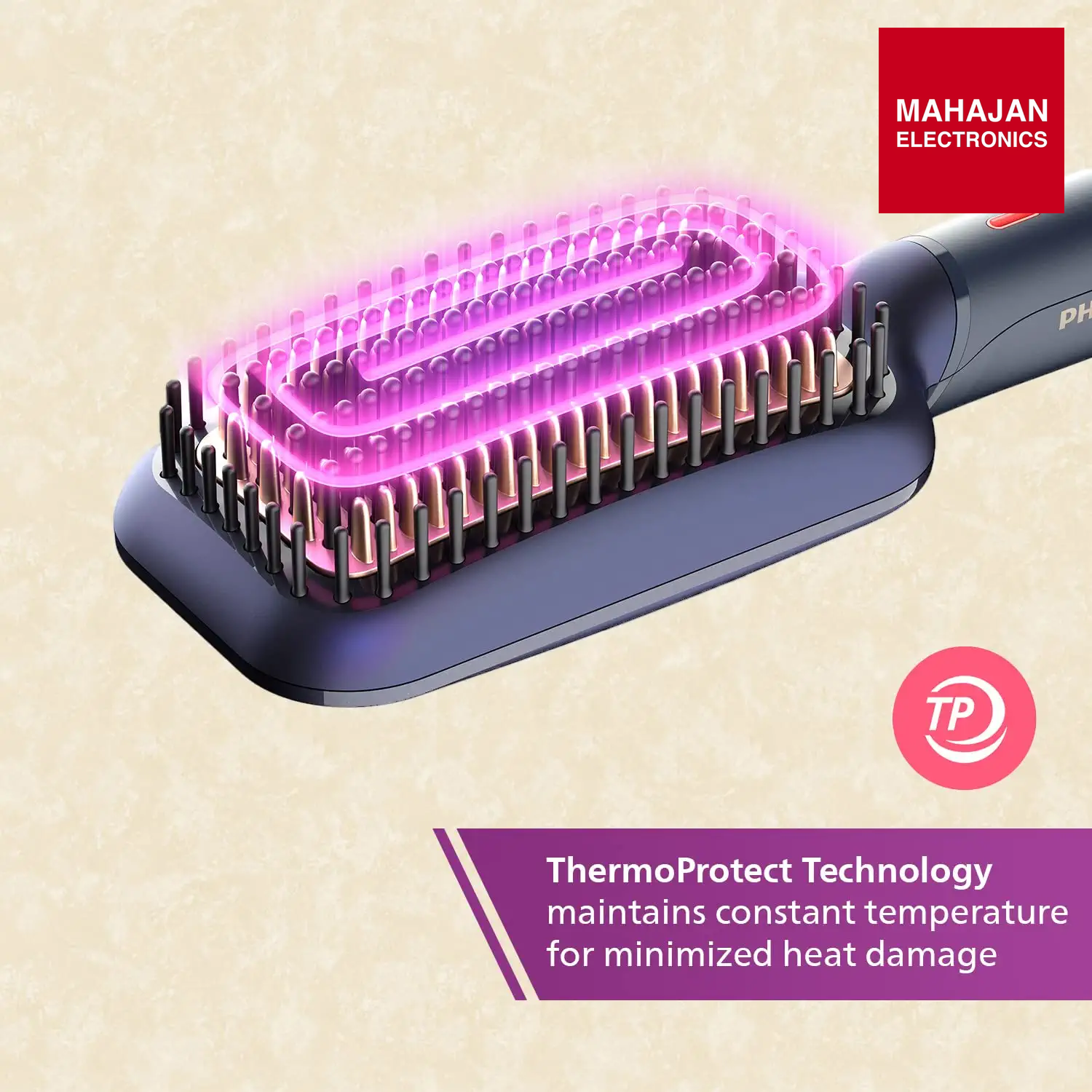 Philips BHH885/10 Heated Straightening Brush  (New). ThermoProtect Technology, Ionic care Philips