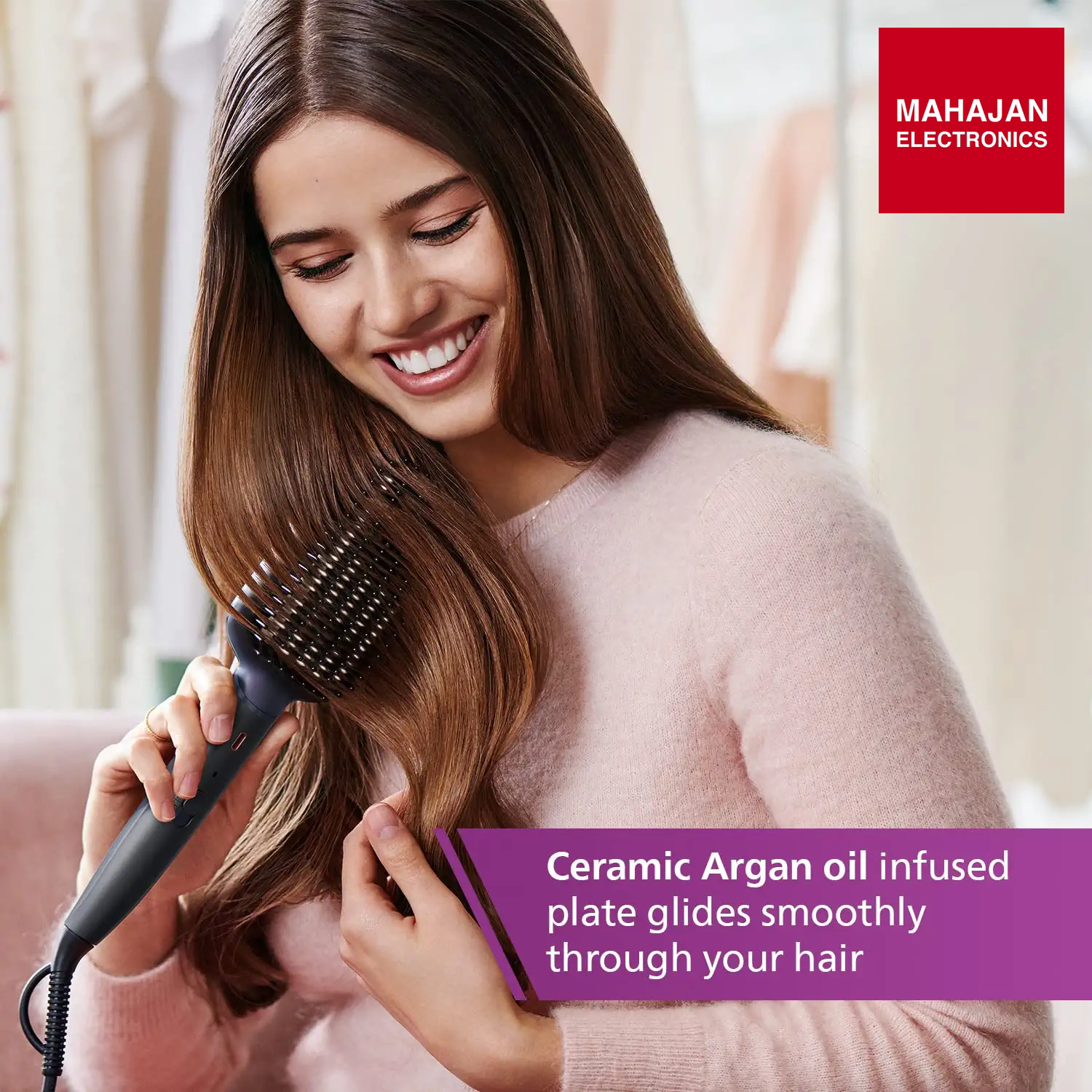 Philips BHH885/10 Heated Straightening Brush  (New). ThermoProtect Technology, Ionic care Philips