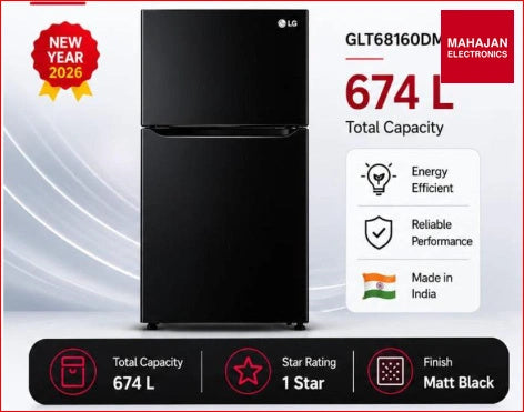 LG GLT6816ODMC 674L Double Door Refrigerator with Smart Inverter Compressor and Multi-Air Flow, Black Finish, 1 Star secondary product image with Mahajan Electronics logo