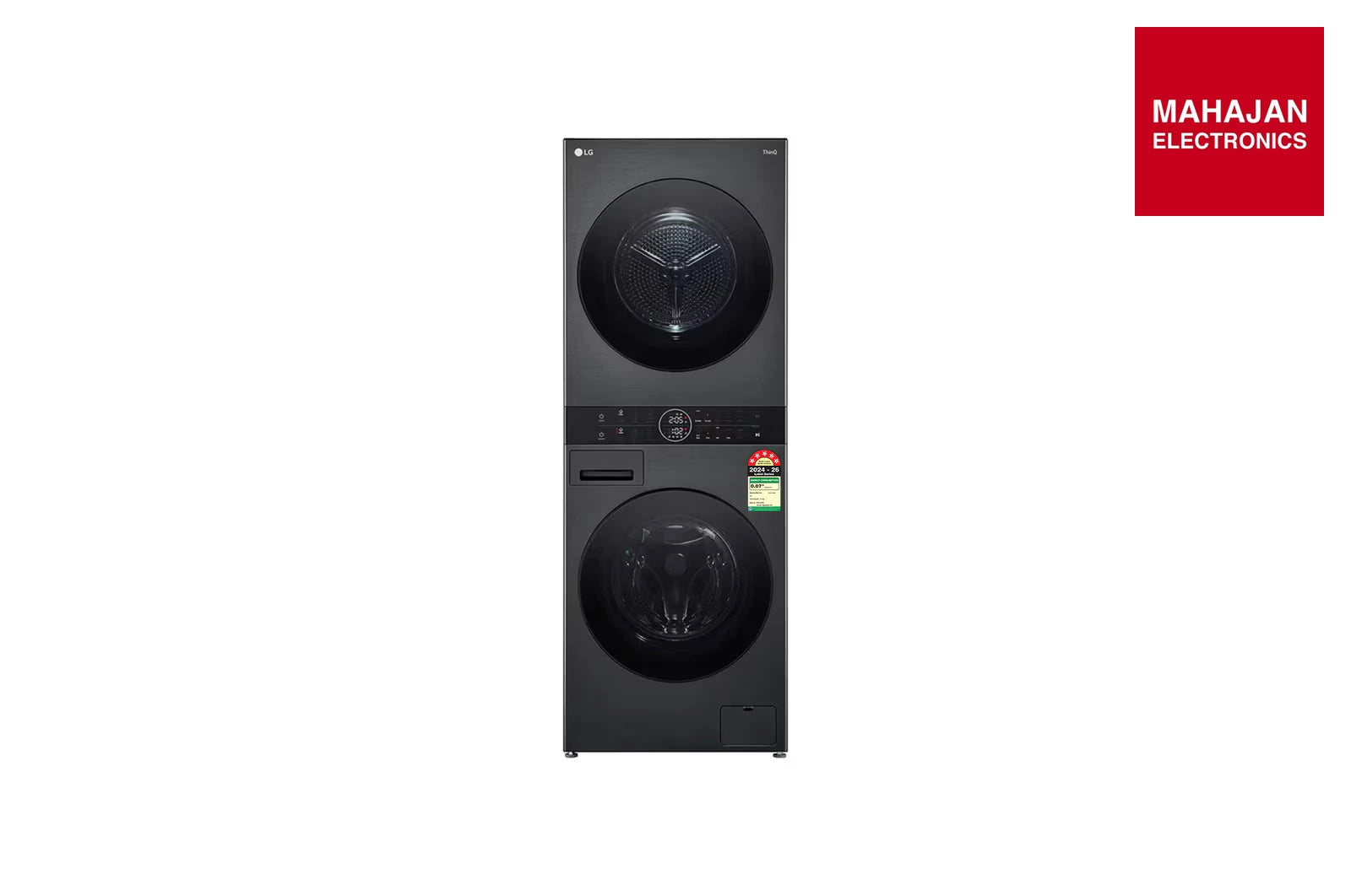 LG FWT1310PB 13 kg (Wash) / 10 kg (Dry) WashTower™ with AI Direct Drive™, Dual Inverter Heat Pump™, Platinum Black, 5 Star secondary product image with Mahajan Electronics logo
