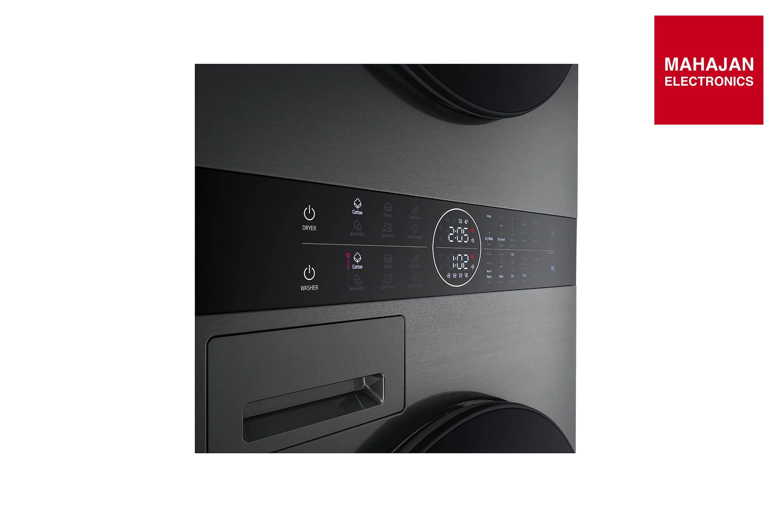 LG FWT1310PB 13 kg (Wash) / 10 kg (Dry) WashTower™ with AI Direct Drive™, Dual Inverter Heat Pump™, Platinum Black, 5 Star secondary product image with Mahajan Electronics logo