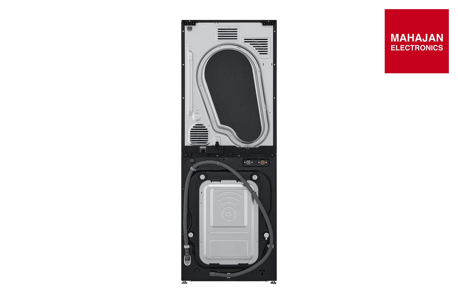 LG FWT1310PB 13 kg (Wash) / 10 kg (Dry) WashTower™ with AI Direct Drive™, Dual Inverter Heat Pump™, Platinum Black, 5 Star secondary product image with Mahajan Electronics logo