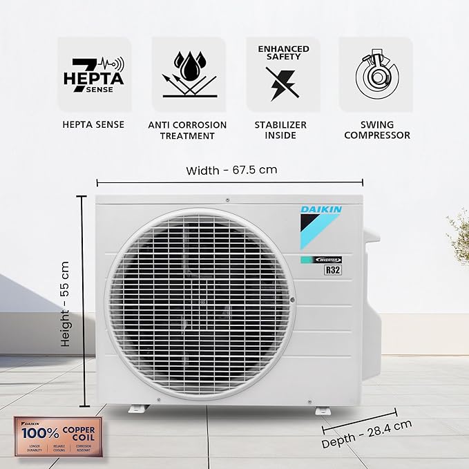 Daikin FTHT35XV16 (2026 Series) 1 Ton 3 Star Hot & Cold Heat Pump Inverter Split Air Conditioners (Copper)-Online Mahajan Electronics 