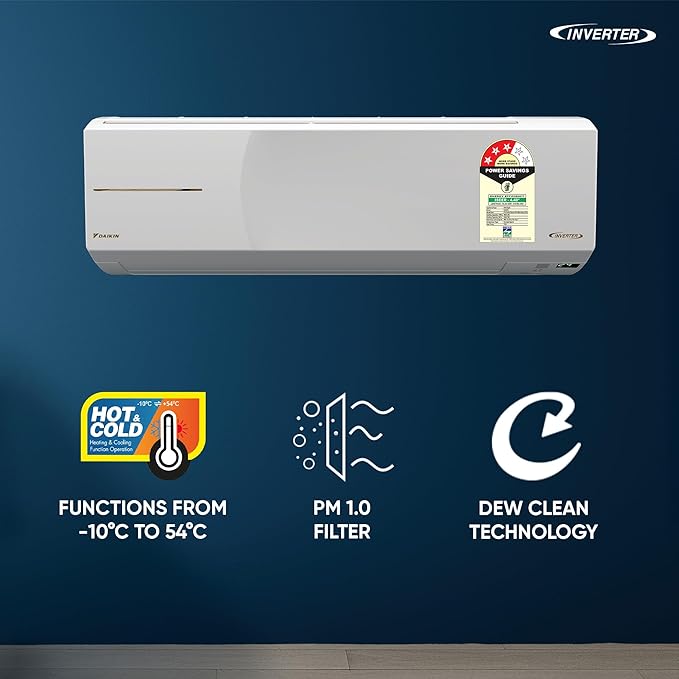 Daikin FTHT35XV16 (2026 Series) 1 Ton 3 Star Hot & Cold Heat Pump Inverter Split Air Conditioners (Copper)-Online Mahajan Electronics 