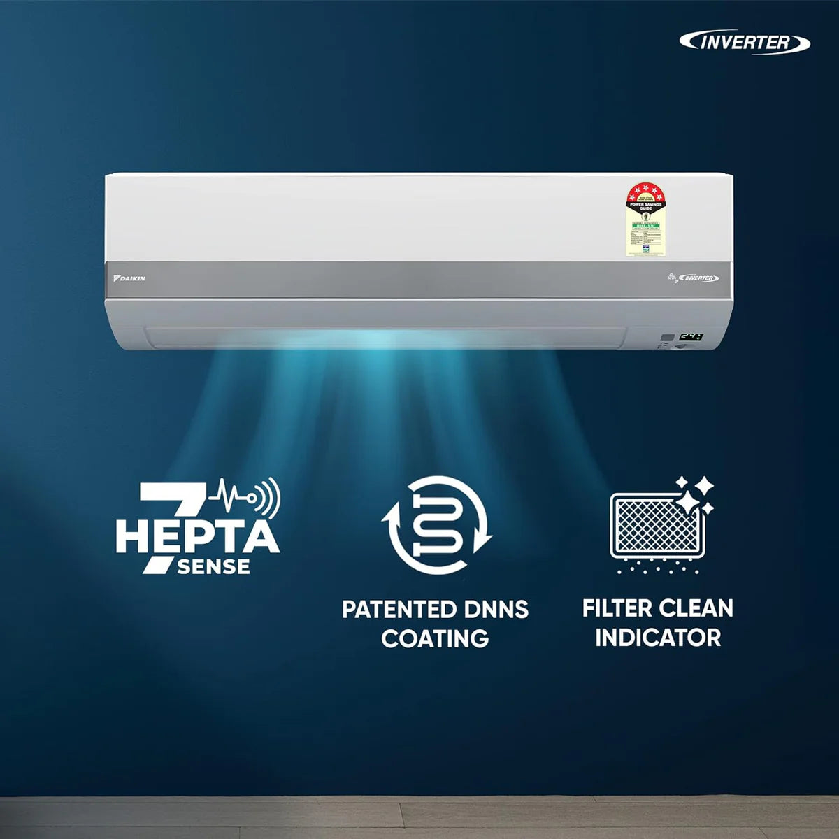 Daikin ATKM35XV16 (2026 Series) 1.0 Ton  5 Star, New Star rated, Inverter Split AC (Copper, PM2.5 Filter, , White)-Online Mahajan Electronics