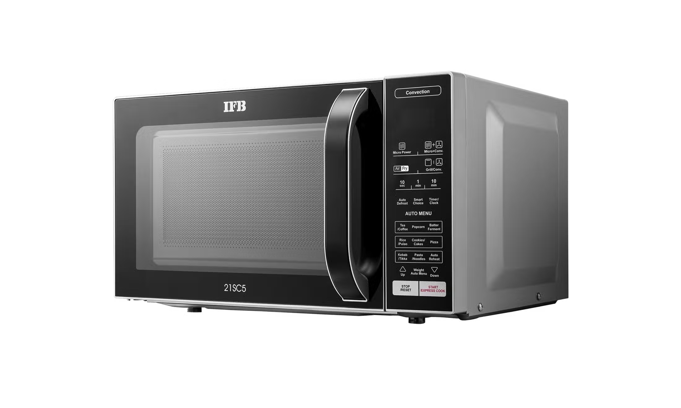 IFB 21SC5 21 L Convection Microwave Oven With Airfryer (Metallic Silver) | 71 Auto Cook Menus | Steam Clean | Oil-Free Cooking | Grill, Bake, Reheat & Ferment | 3-Year Magnetron Warranty-Online Mahajan Electronics