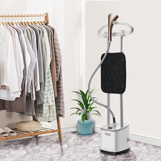 Russell Hobbs RGS 2000-Pro M Professional Garment Steamer | 2000W Power | 10 Steam Levels | 2.4L Detachable Tank | Adjustable Height & Ironing Board | Portable with Wheels | 2-Year Warranty-Online Mahajan Electronics