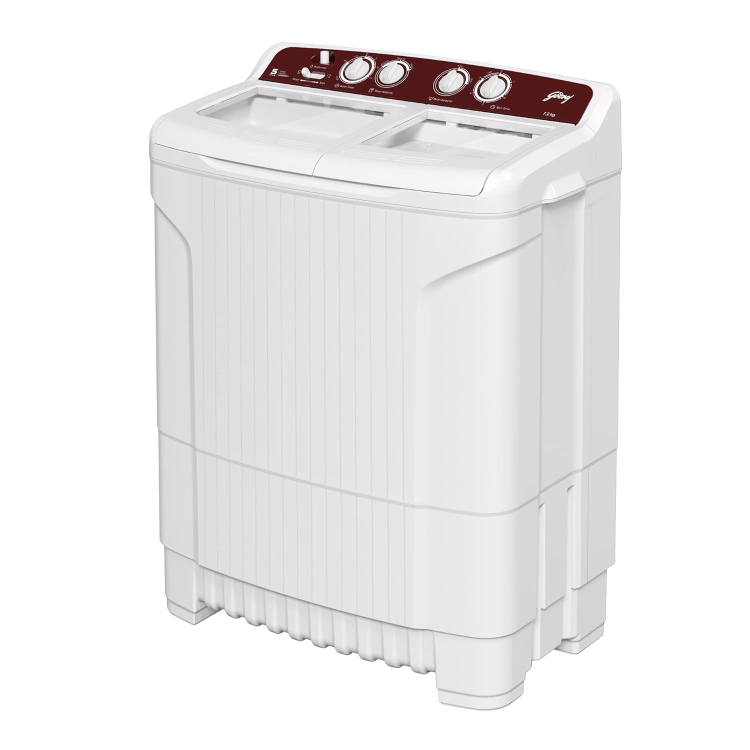 Godrej WS EDGE CLS+ 72 TN3 M WNRD 7.2 Kg Semi-Automatic Top Loading Washing Machine Appliance ( Wine Red ) (TOUHENED GLASS)-Online Mahajan Electronics
