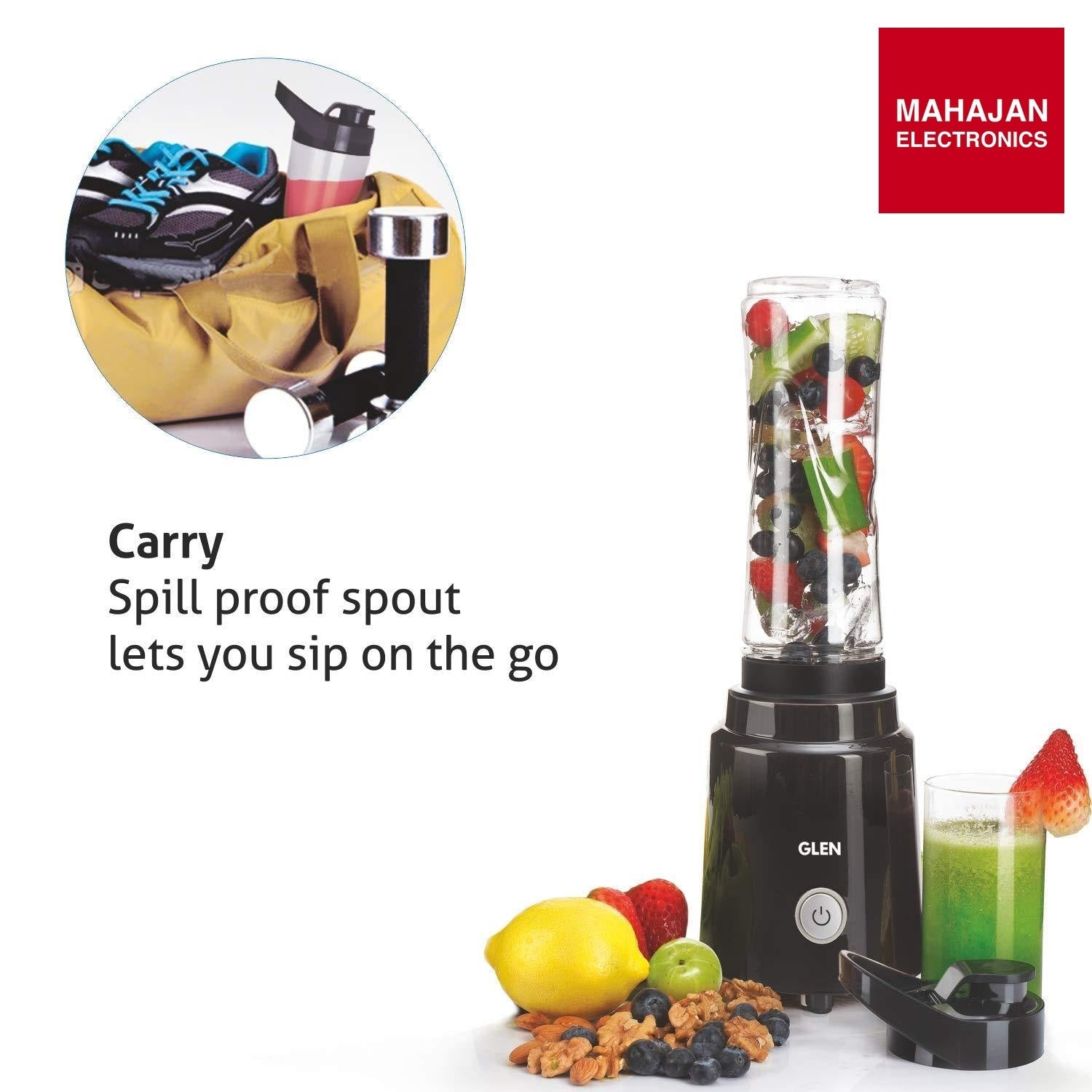 Glen SA 4047 Electric Blender (Black, 200W) | 600ml BPA-Free Bottle | One-Touch Blending | Mahajan Electronics Delhi NCR GLEN