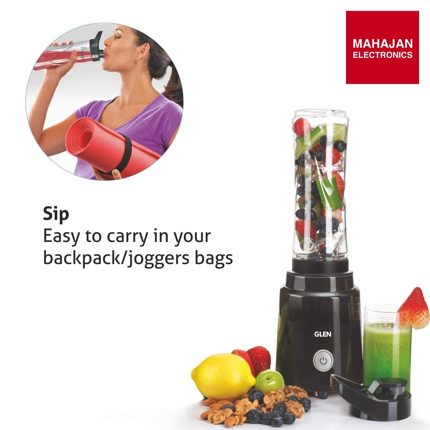 Glen SA 4047 Electric Blender (Black, 200W) | 600ml BPA-Free Bottle | One-Touch Blending | Mahajan Electronics Delhi NCR GLEN