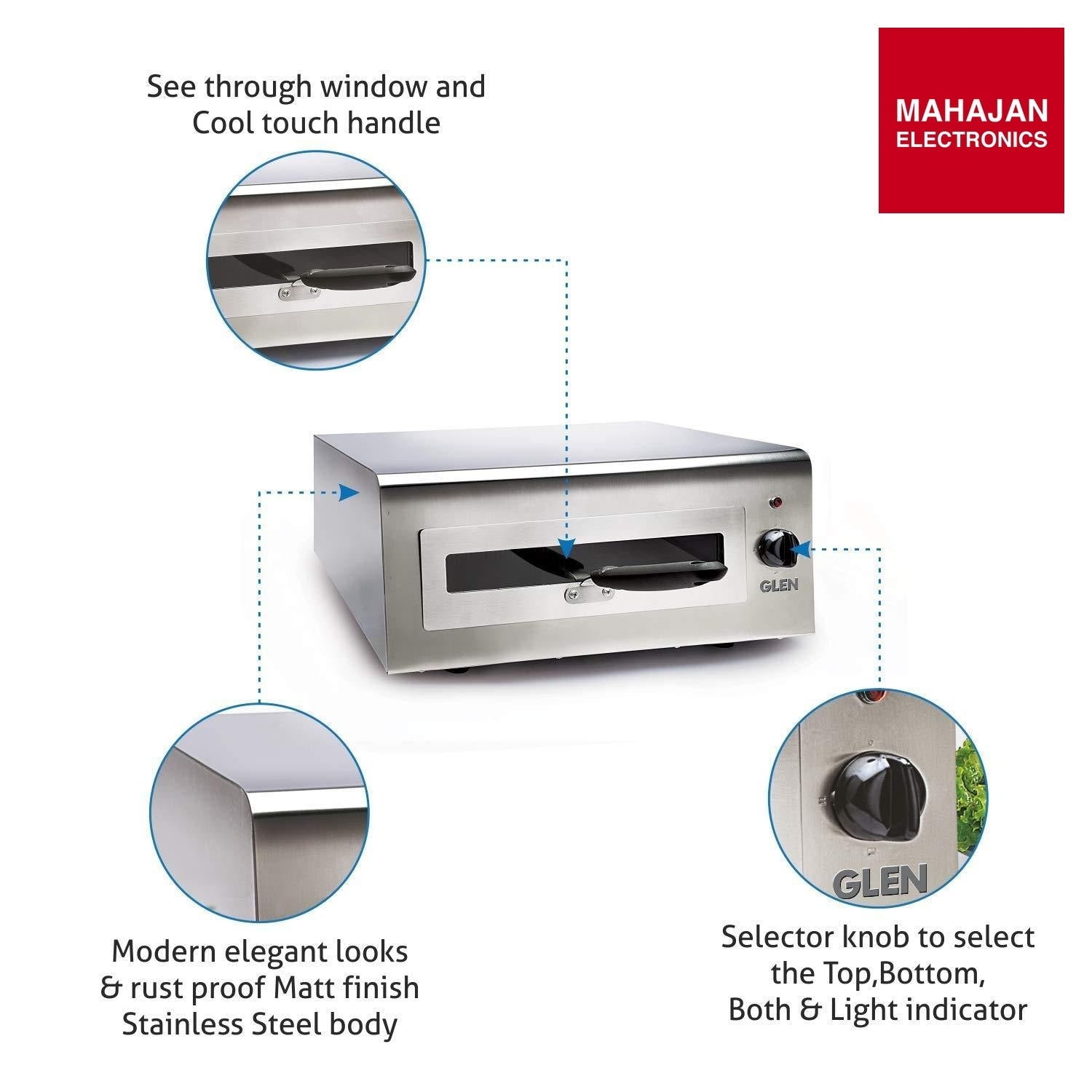 Glen Electric Tandoor 5014 | 1100 W Stainless Steel Body | Healthy Oil-Free Cooking | Mahajan Electronics Delhi NCR GLEN
