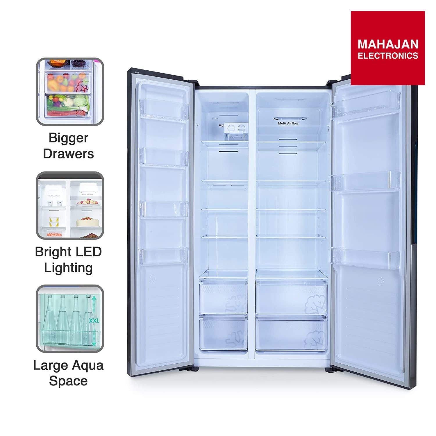 Godrej RS EONVELVET 579 RFD PL ST 564 L Frost Free Side-By-Side Refrigerator ( Platinum Steel, Multi Air Flow System) Godrej