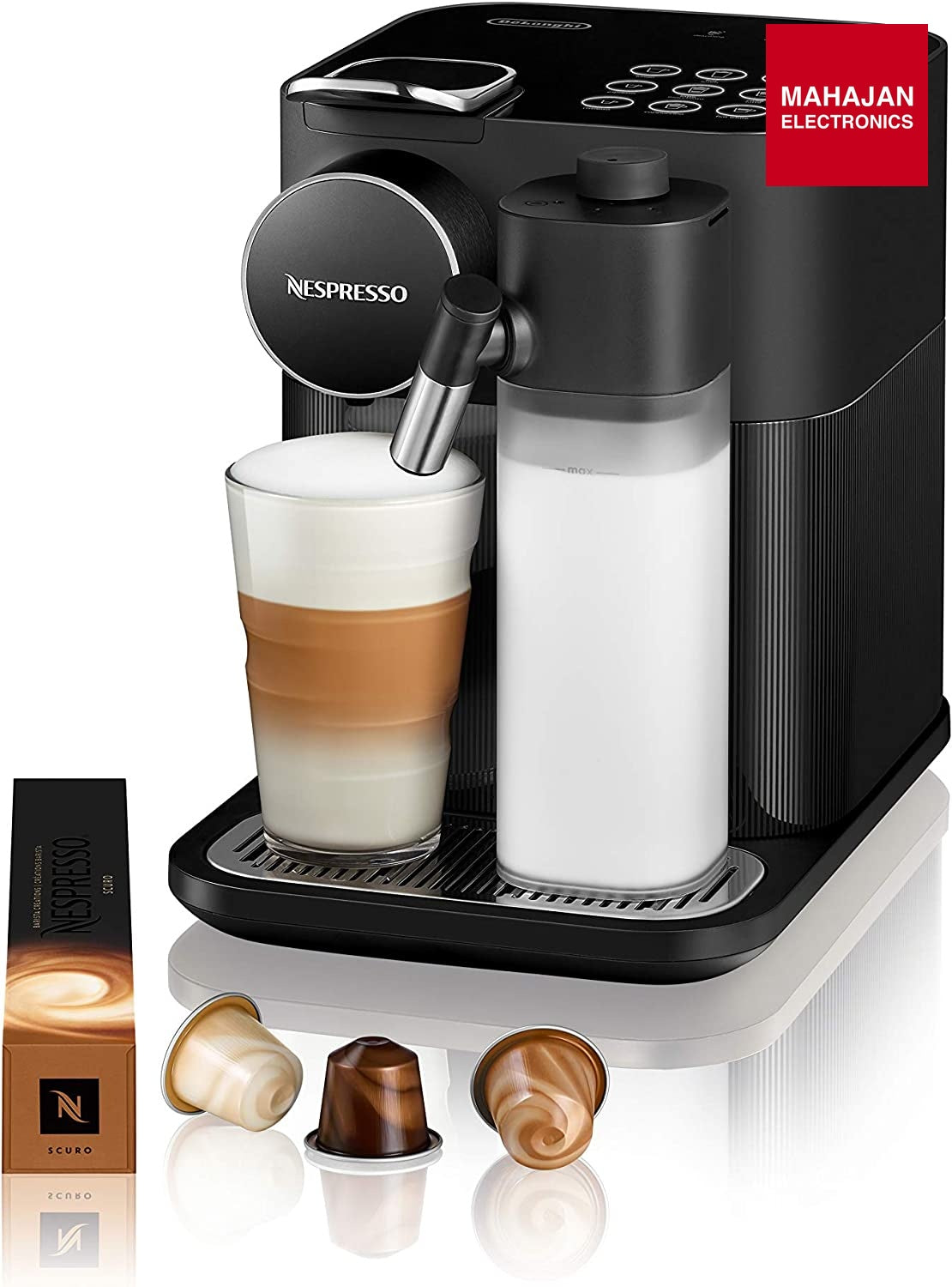 Nespresso Gran Lattissima by De’Longhi 19 Bar Coffee & Espresso Machine with Milk Frother | 9 One-Touch Recipes, Auto Clean, Fast Heat-Up, Glass Touch Panel | Sophisticated Black | Made in Italy Nespresso