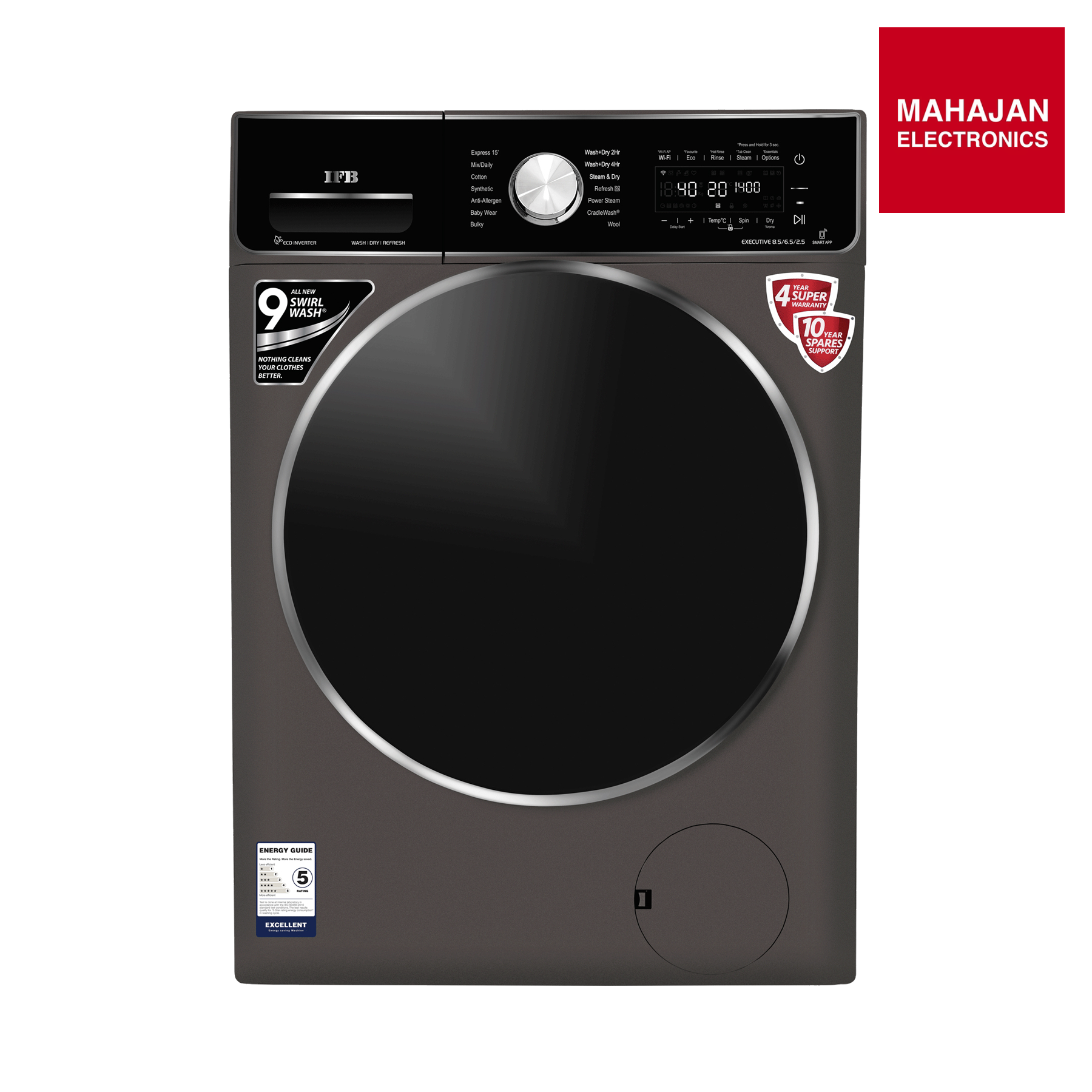 IFB Washer Dryer Executive ZXM 8.5/6.5kg 5 Star Inverter Fully-Automatic Front Loading Washing Machine IFB
