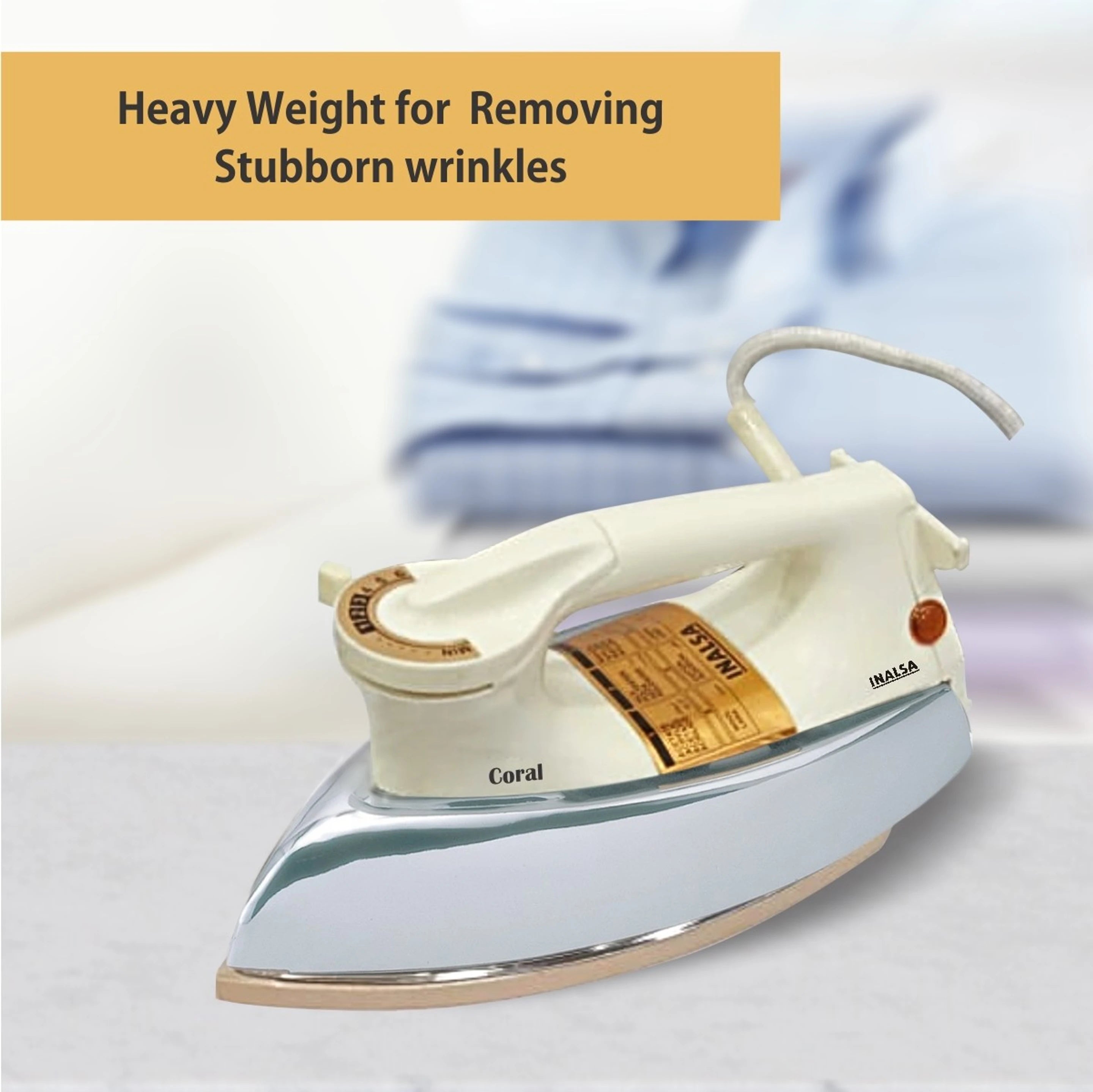 Inalsa Coral 1000W Dry Iron – Opal White INALSA ONLINE MAHAJAN ELECTRONICS