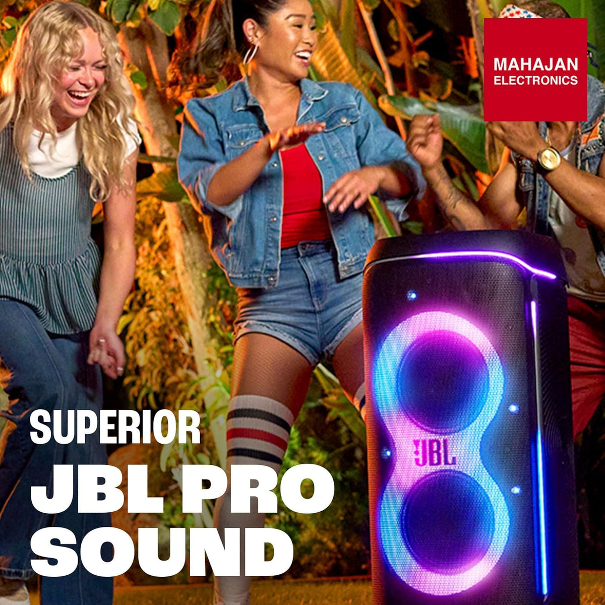 JBL PartyBox 720 - Loudest Battery-Powered Party Speaker with Superior Pro Sound and a Futuristic lightshow, – Mahajan Electronics Online.