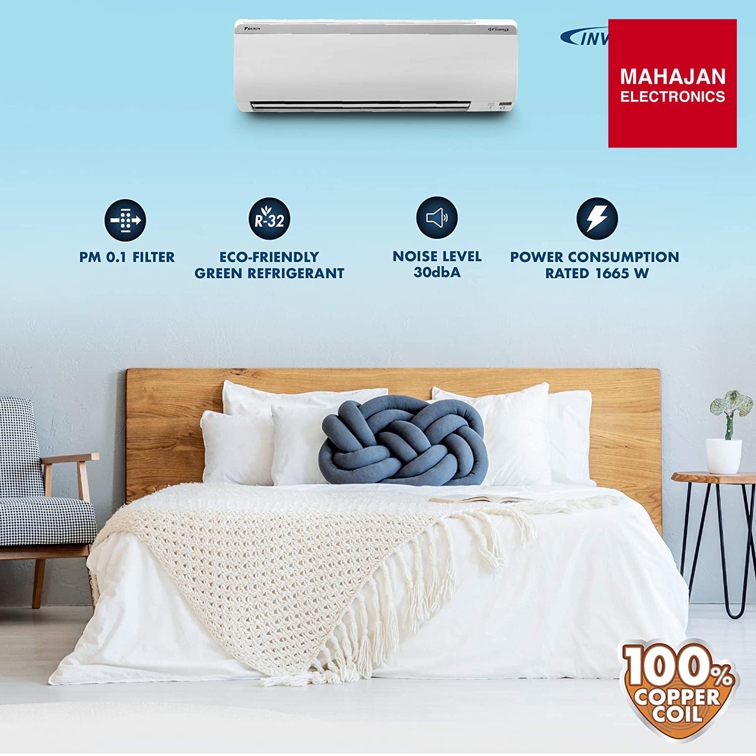 Daikin JTKJ60UV16 1.8 Ton 5 Star Inverter Split AC with Streamer Discharge Air Purification | Neo Swing Compressor | R32 Refrigerant Daikin