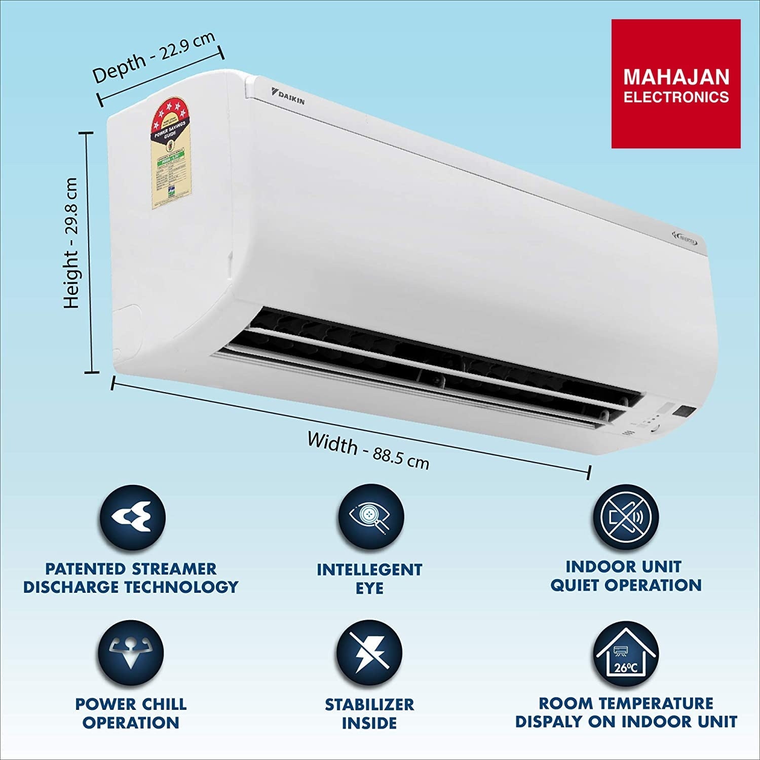 Daikin JTKJ60UV16 1.8 Ton 5 Star Inverter Split AC with Streamer Discharge Air Purification | Neo Swing Compressor | R32 Refrigerant Daikin