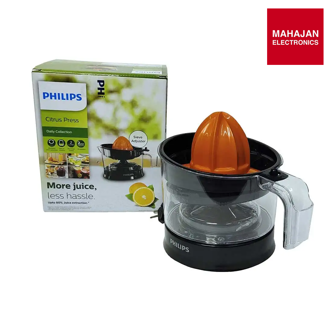 Philips HR2788/00 Citrus Press Juicer | Two-Way Rotation | Adjustable Pulp Control | Black &amp; Transparent | Mahajan Electronics Delhi NCR Philips