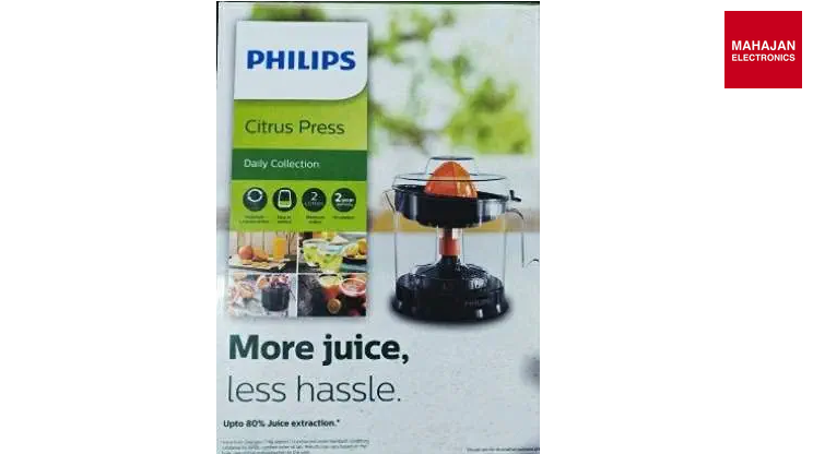 Philips HR2799/00 Citrus Press Juicer with 2-Way Rotation, Adjustable Pulp Selector & 1L Transparent Bowl – Black & Transparent Philips