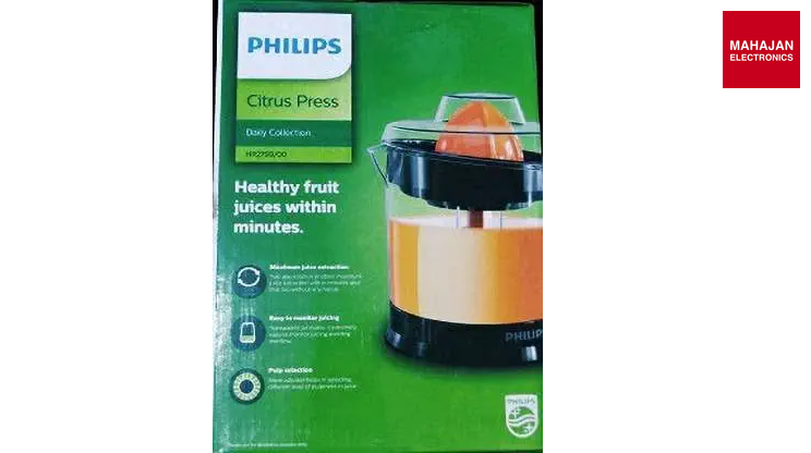 Philips HR2799/00 Citrus Press Juicer with 2-Way Rotation, Adjustable Pulp Selector & 1L Transparent Bowl – Black & Transparent Philips