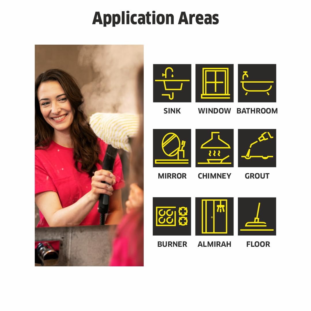 KARCHER SC 2 EasyFix Steam Cleaner, 1500W, 3.2 Bar Pressure, 1200L Steam/L Water, Chemical Free Cleaning, Removes 99.99% Viruses & Bacteria, EasyFix Floor Kit, Ideal for Home Use, German Tech, White-Online Mahajan Electronics
